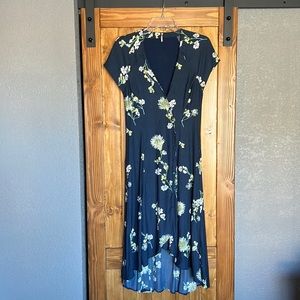Floral high low short sleeve dress